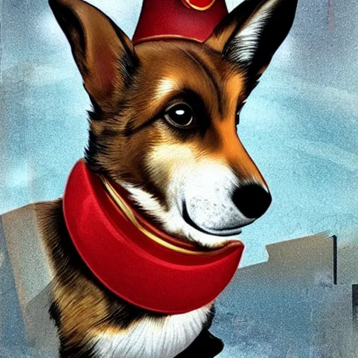 Image similar to corgi dog as communist dictator, soviet propaganda style