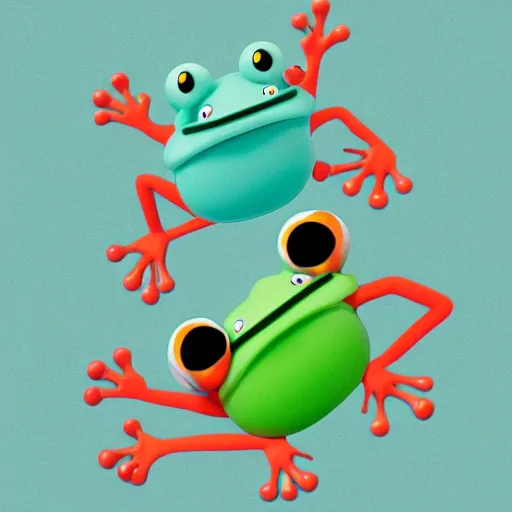 Prompt: two frogs by Julian Glander