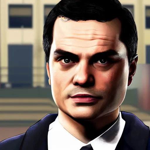 Prompt: GTA V loading screen portrait of ben shapiro up close