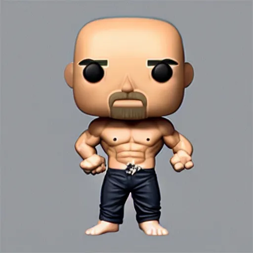 Prompt: TechnoViking male with no shirt, large muscles, bald head, dirty-blonde extended goatee, necklace chibi as a Funko Pop