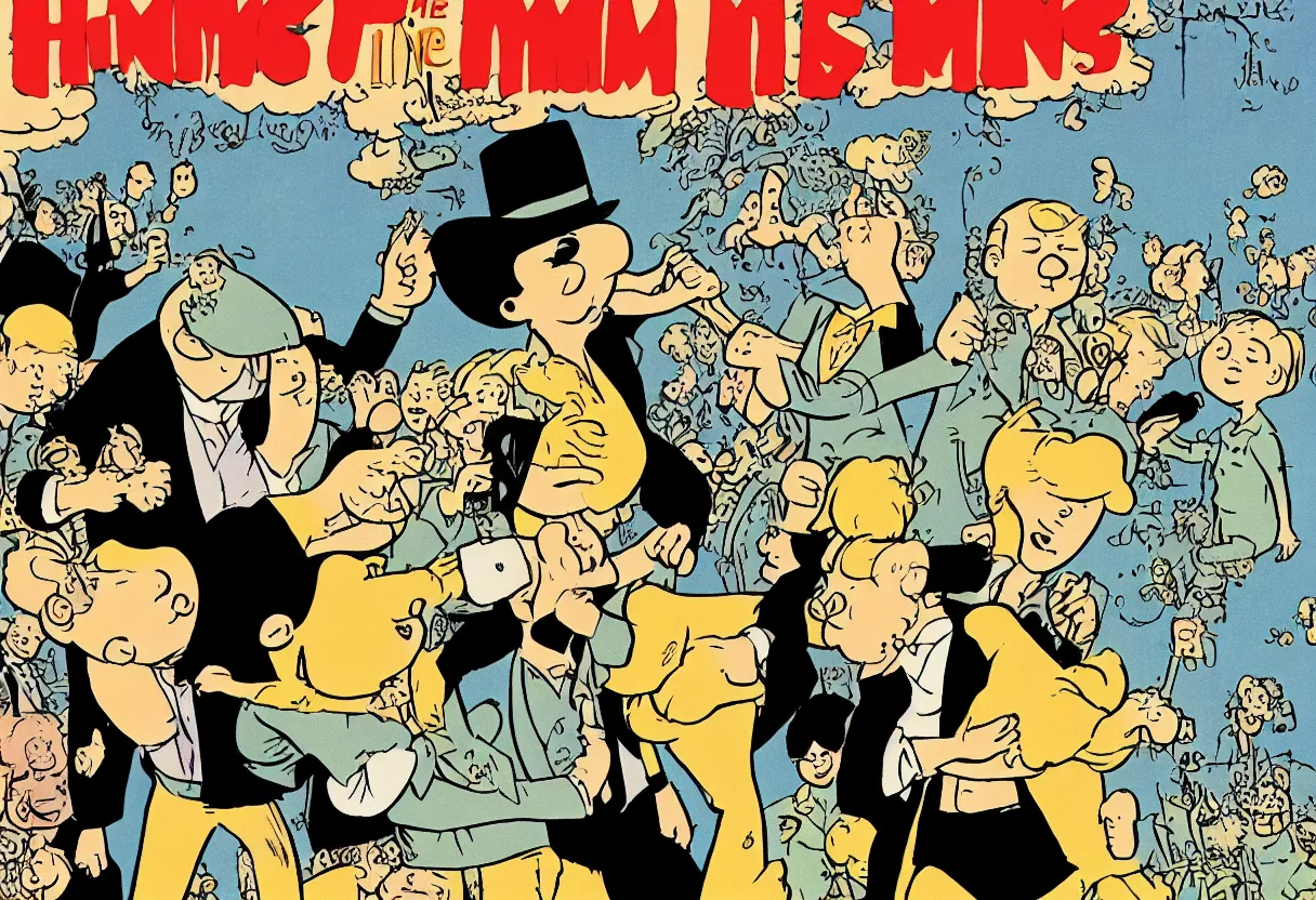 Prompt: cover of the Tin Tin book 'I'm getting married by Herge'