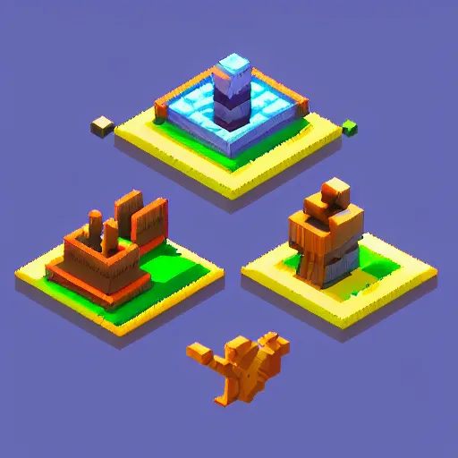 Image similar to isometric 3 d game props pixel art, clean, artstation