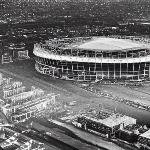 Prompt: max manchester united football stadium old trafford being destroyed, meteorite, end of the world