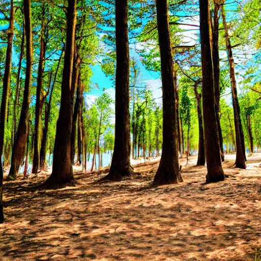 Prompt: photo of a beach forest