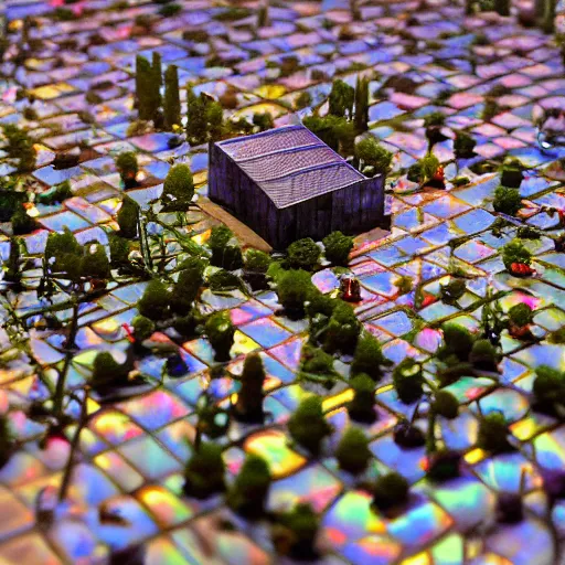 Prompt: martian iridescent calssical town cube tilapia pie zinc spook , by Camille-Pierre Pambu Bodo and Guido Borelli da Caluso and Wendy Froud , lowbrow , trending on artstation , Tilt shift