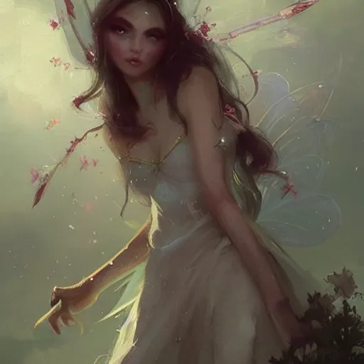 Image similar to “pretty fairy by Greg Rutkowski, realism, fantasy, trending on Artstation”