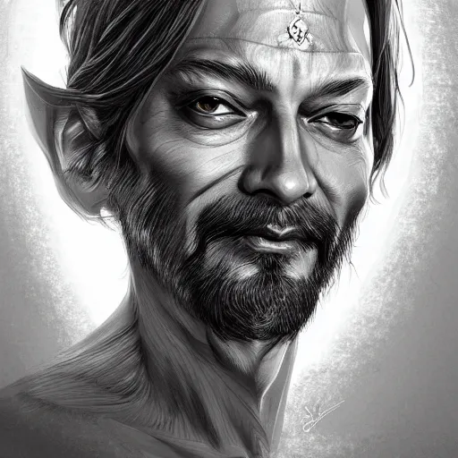 Image similar to Portrait of Osho, D&D, fantasy, intricate, highly detailed, digital painting, trending on artstation, sharp focus, illustration, style of Stanley Artgerm