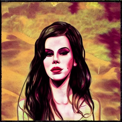 Image similar to trail cam footage of lana del rey, photorealistic, horror