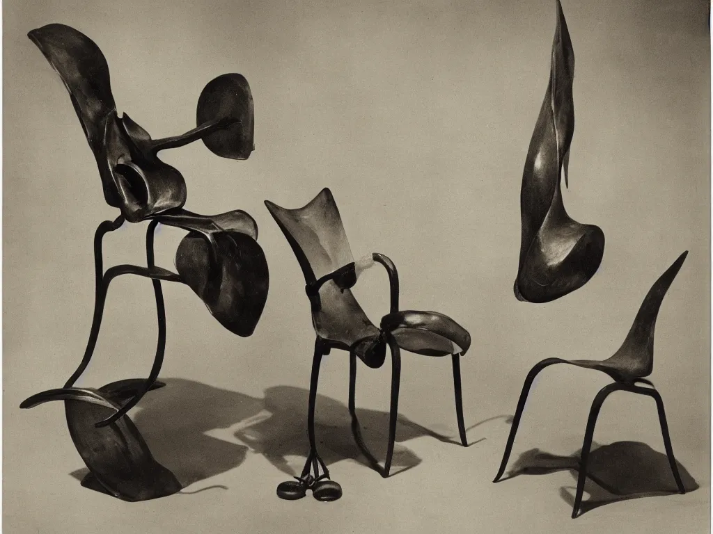 Image similar to flaming brutalist chair with wasp. karl blossfeldt, salvador dali