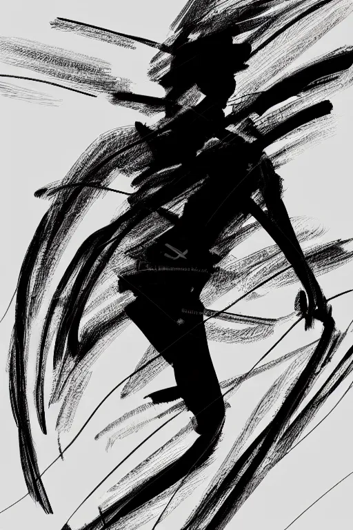Image similar to minimal thick brush strokes of a thin athletic male, abstract minimalist line art, beautiful, flowing brush strokes, dramatic painting, digital art trending on artstation