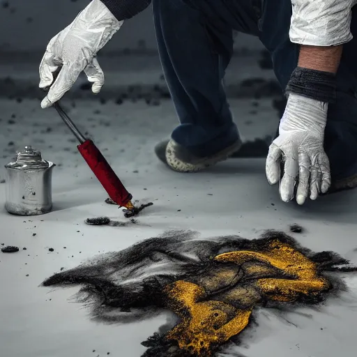 Image similar to hazmat team removes crusty stained stiff sock using tongs taking photos, digital art, cosmic, 3 d high definition, trending on artstation, photorealistic, high resolution, vray, 8 k, octane, trending on, hdr, hyper detailed, insane details, intricate, elite, ornate, elegant, unreal engine