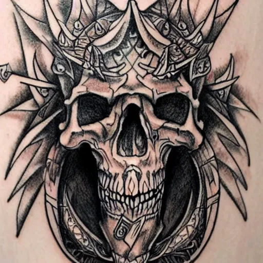 Image similar to Very detailed masterpiece tattoo sketch of Dragon with skull