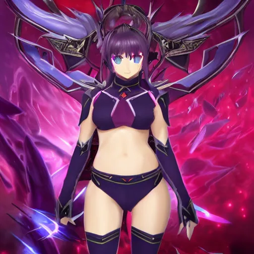 Image similar to beautiful full body image of a zerg overlord merged together with archer tohsaka illya chloe caster into one eternal being defining the universe, high details, high resolution