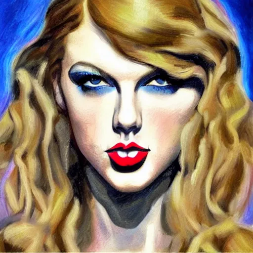 Image similar to bauhaus style painting of taylor swift, portrait, symmetrical features, perfect,