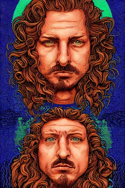 Image similar to Dan Mumford style portrait of ((((Louis xiv)))) in the style of Rob Lefield and Dan Mumford Dan Mumford Dan Mumford , Greg rutkowski, trending on artstation, digital art, surrealism, macro, vaporwave