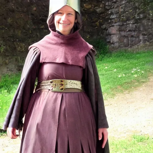 Prompt: dr alice roberts in medieval garb