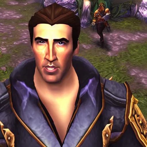 Prompt: nicholas cage in world of warcraft, official screenshot