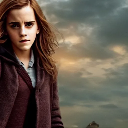 Image similar to Photograph of Emma Watson as Hermione Granger. Prisoner of Azkaban. During golden hour. Extremely detailed. Beautiful. 4K. Award winning.