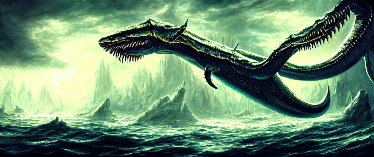 Image similar to hyperrealistic very intricate neo-gothic iridescent white leviathan eating the world digital painting concept art james white! cinematic soft glow yellow lighting low angle hd 8k sharp shallow depth of field