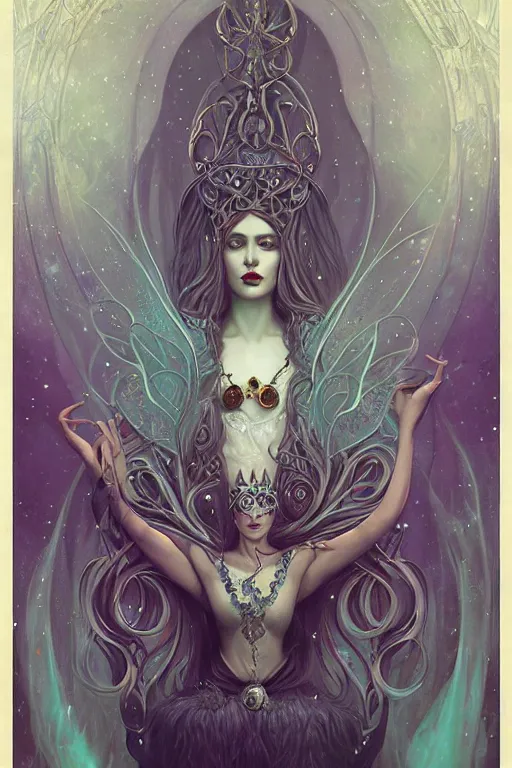 Image similar to jeweled Crown, other worldly, fairy eldritch court, art nouveau, by Anato Finnstark, Tom Bagshaw, Brom