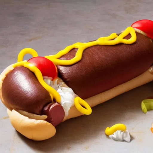 Image similar to photo of snoop dog as a delicious hot dog,