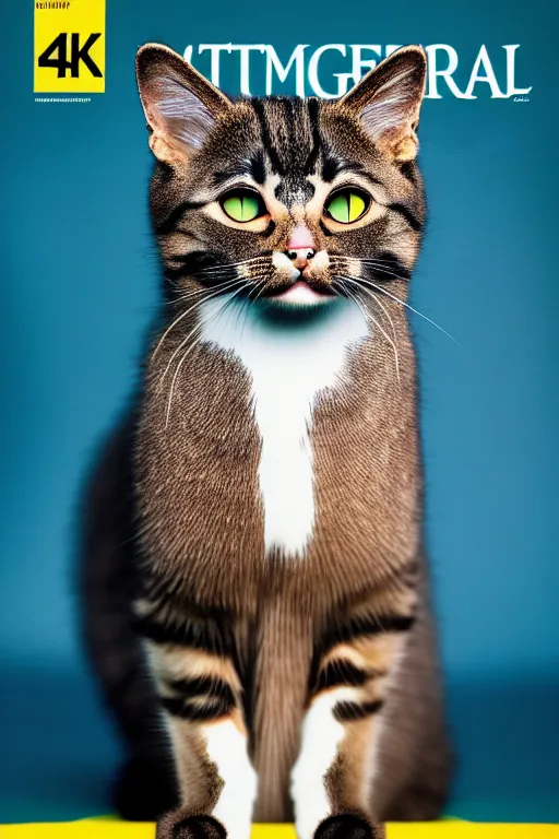 Image similar to extremely beautiful cat, symmetrical, cinematic, elegant, luxury, chrome, real photography, 4 k, ultra hd, national geographic journal cover