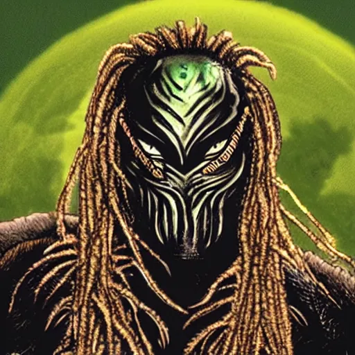 Image similar to hedcut portrait of yatuja from the movie predator