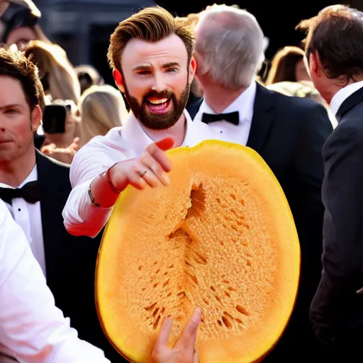 Image similar to chris evans inside of a cantaloupe, getty images red carpet