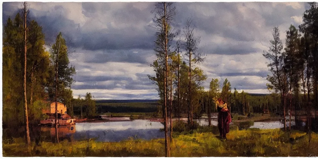 Image similar to dalarna, sweden, in the style of anders zorn, dramatic lighting