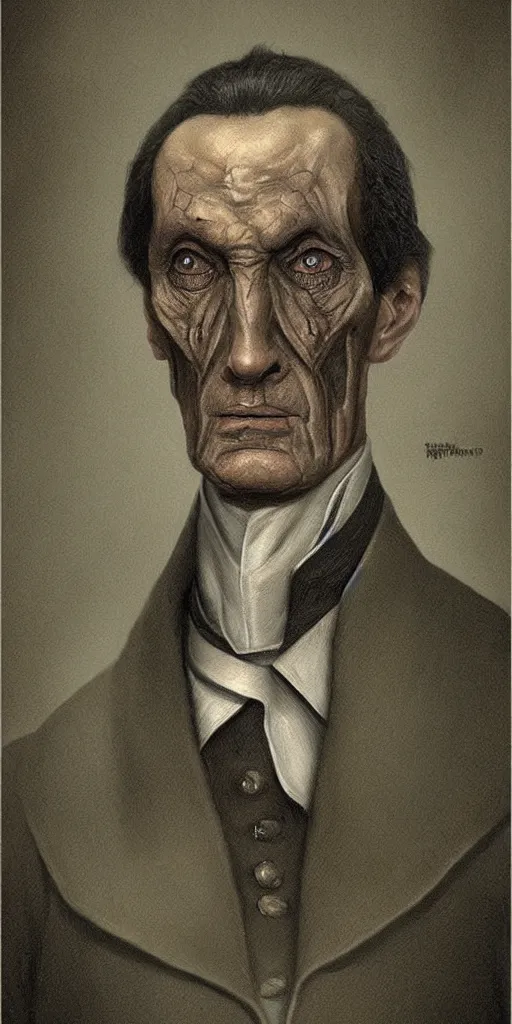 Image similar to portrait of simon bolivar, character design, detailed concept art by fortiche by anton semenov, by h. r giger ， masterpiece