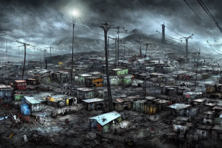 Prompt: favela winding cybernetic thrill ride, bleak arctic environment, industrial factory, somber, apocalyptic, award winning art, epic dreamlike fantasy landscape, ultra realistic,