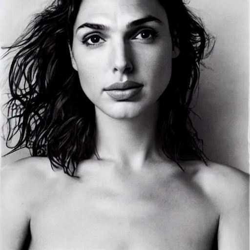 Image similar to intimate portrait of gal gadot by richard avedon