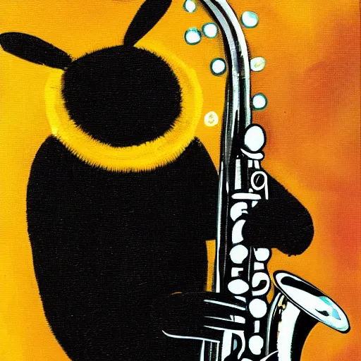 Prompt: a bumblebee playing the saxophone