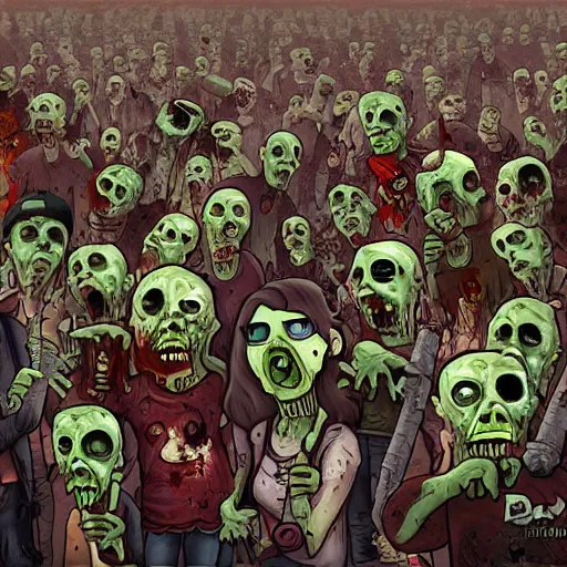 Prompt: zombie apocalypse by dalmiro buigue, detailed