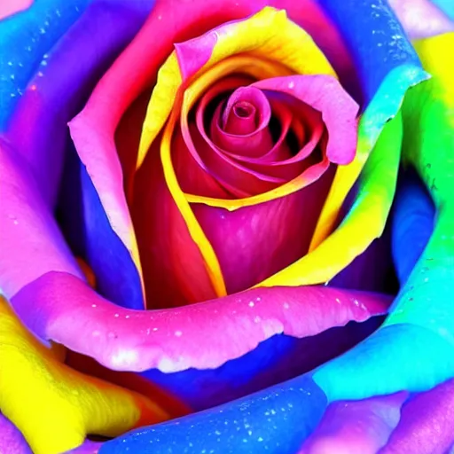 Image similar to a high quality photo of rainbow rose, 8k, photorealism, professional