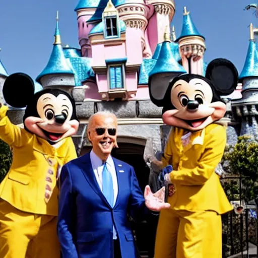 Image similar to joe biden dressed as michael jackson visiting Disneyland