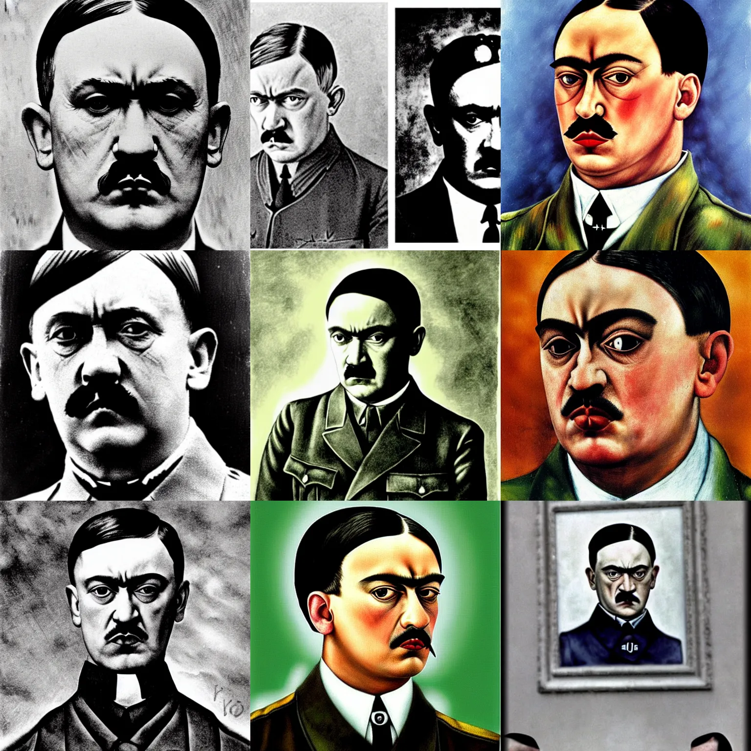 Prompt: adolf Hitler by frida kahlo