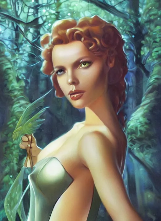 Image similar to portrait sylph princess, black iron crown, diamond shimmering dress, strong line, deep color, forest, beautiful! coherent! by boris vallejo, by brom