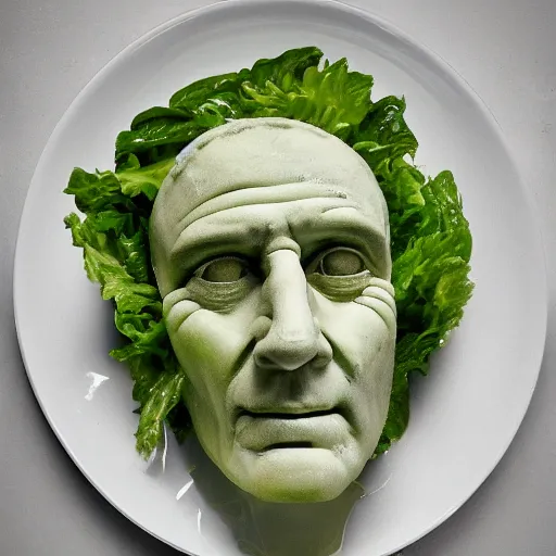 Image similar to julius caesar made of salad, by klaus enrique