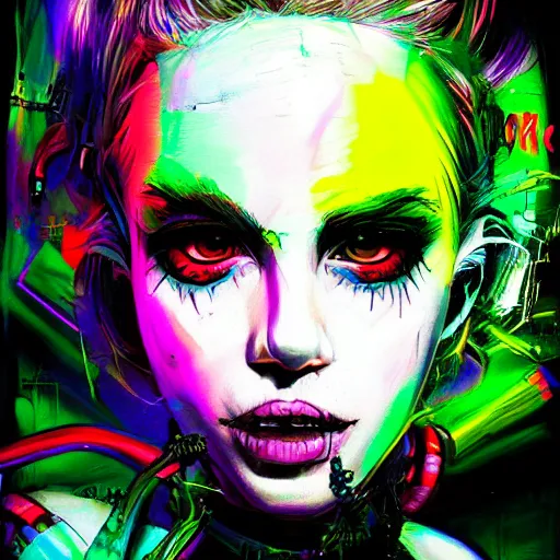 Image similar to splashes of neon, punk portrait made out of paint, trending on artstation, epic composition, emotional, beautiful, rendered in octane, highly detailed, realistic, tim burton comic book art, sharp focus, perfect eyes