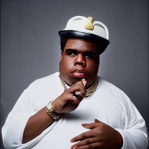 Prompt: white biggie smalls, photo,