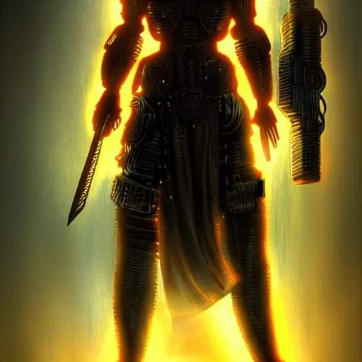 Prompt: Cyberpunk Warrior God ready for war, atmospheric lighting, painted, intricate, golden hour, ultra detailed by Rob liefeld
