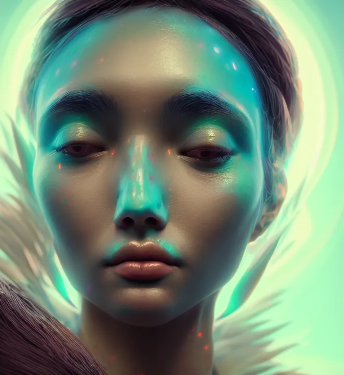 Image similar to goddess close-up portrait. bioluminiscent creatures, intricate artwork by Tooth Wu and wlop and beeple. octane render, trending on artstation, greg rutkowski very coherent symmetrical artwork. cinematic, hyper realism, high detail, octane render, 8k