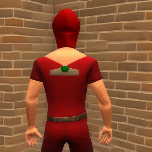 Image similar to a person wearing a red hood and holding a bell in sims 4 screenshot