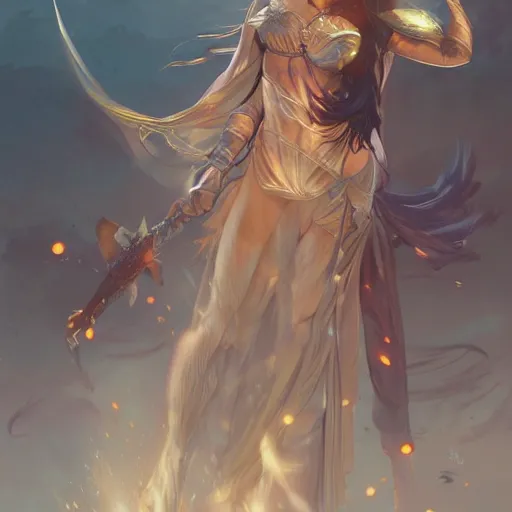 Prompt: Japanese lightning goddess, D&D, highly detailed, digital painting, artstation, concept art, sharp focus, illustration, cinematic lighting, art by artgerm and greg rutkowski and alphonse mucha