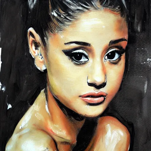 Image similar to painting of Ariana Grande by Guy Denning