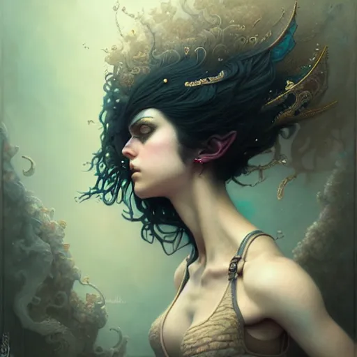 Image similar to a selfie of a happy emo girl in a tank top, intricate, elegant, highly detailed, smooth, sharp focus, award - winning, masterpiece, in the style of tom bagshaw, cedric peyravernay, peter mohrbacher, anime