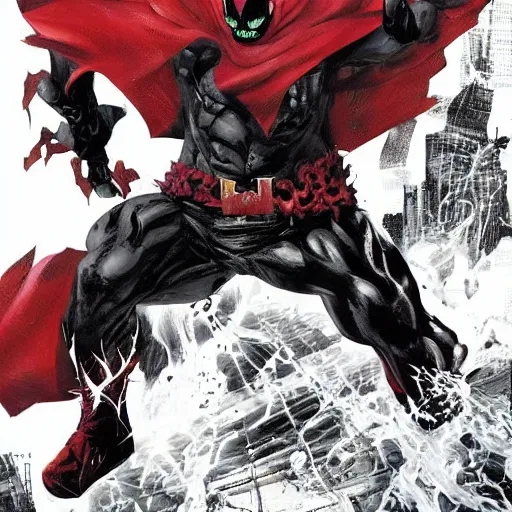 Image similar to Spawn from marvel comics in the style of lee bermejo and greg rutkowski