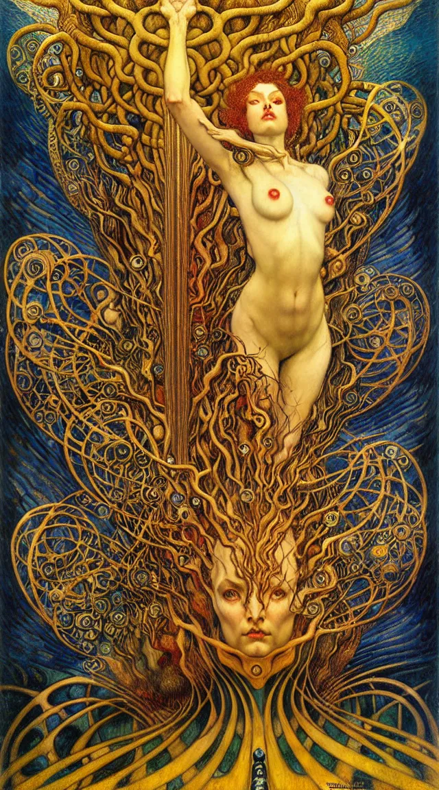 Image similar to Divine Chaos Engine by Karol Bak, Jean Delville, William Blake, Gustav Klimt, and Vincent Van Gogh, symbolist, visionary