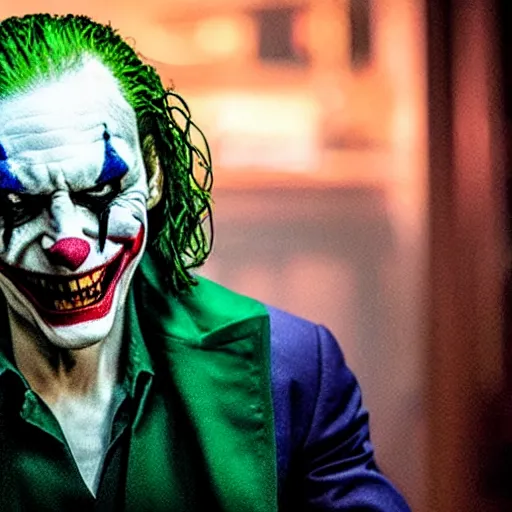 Image similar to film still of Tom Cruise as joker in the new Joker movie